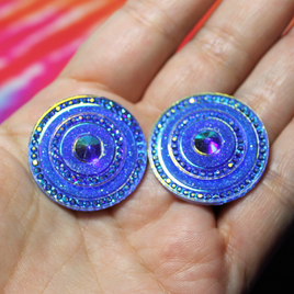 Blue Round Spaceship AB Resin Cabochon Gems - A16