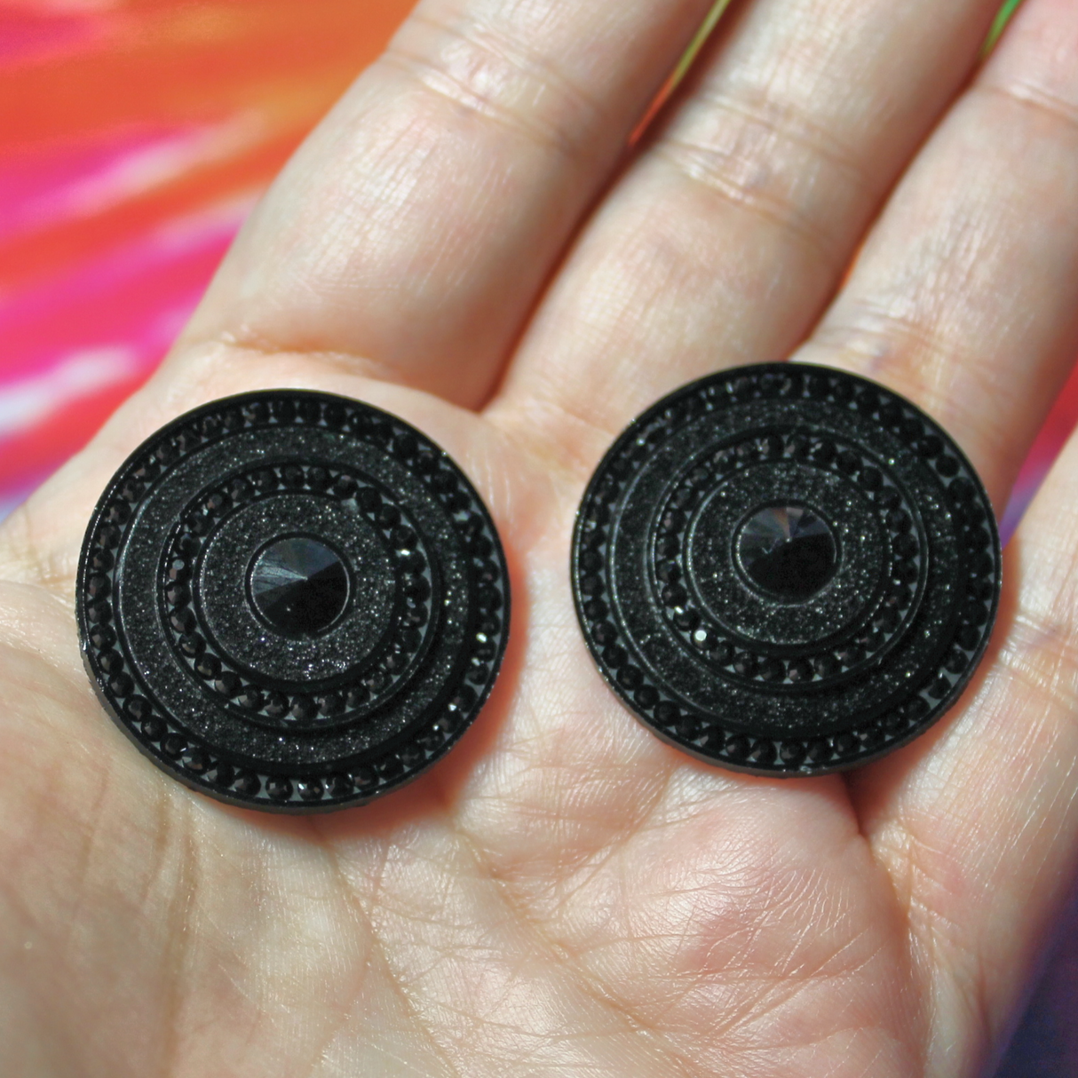 Black Round Spaceship Cabochon Gems - S73