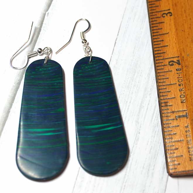 Synthetic Azurite Malachite Slab Earrings - SD17