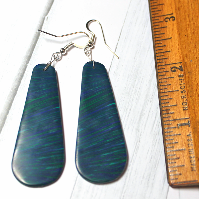 Synthetic Azurite Malachite Slab Earrings - SD18