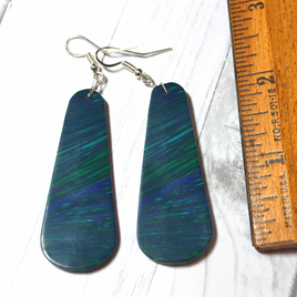 Synthetic Azurite Malachite Slab Earrings - SD19