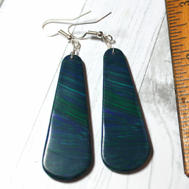 Synthetic Azurite Malachite Slab Earrings - SD14