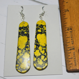 Synthetic Powwow Yellow Slab Earrings - SD16