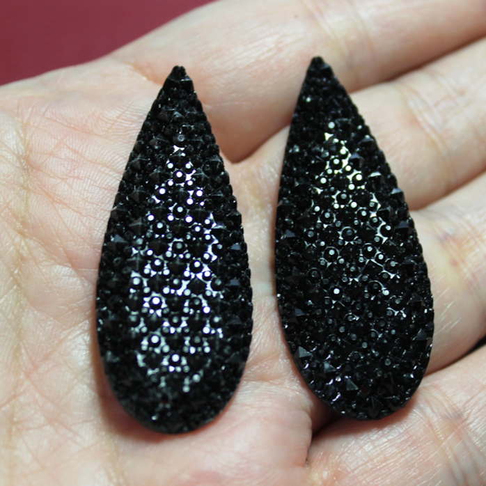 Black Waterdrop Resin sew on Gems - A56