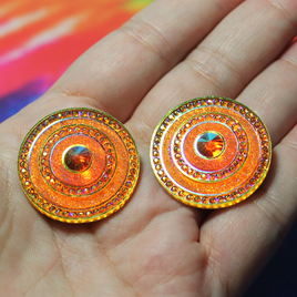 Orange Round Spaceship AB Resin Cabochon Gems - A68