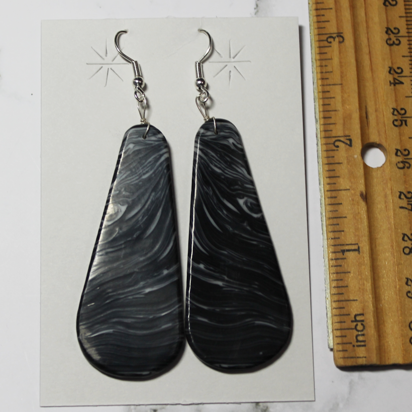 Synthetic Zebra Obsidian Slab Earrings - SD22