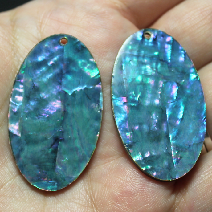 Abalone Veneer Acrylic Blue Oval - S45