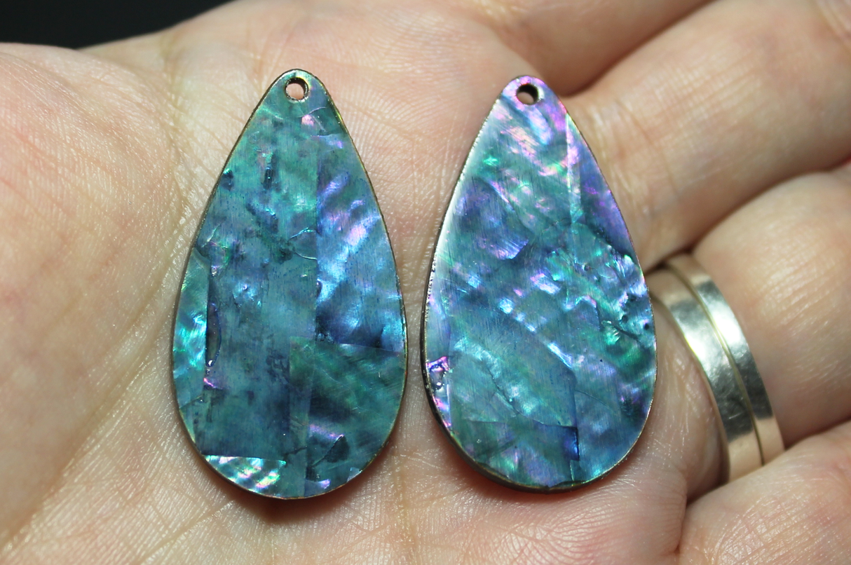 Abalone Veneer Acrylic Blue Tear Drop - S46