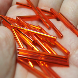 30mm Straight Bugles  - Silver Lined Orange - B08