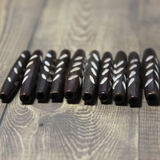 1 & 3/8" Brown Carved Hairpipe Beads 10 pieces - HP 9