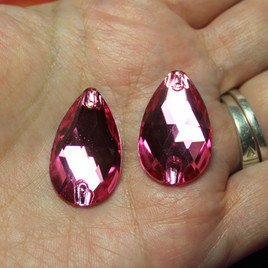 17x28mm  (1 pr) Rose Teardrop Rhinestone - C148