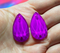 17x28mm (1 pr) Neon/Black Light Sensitive Dark Amethyst Glass Teardrop Rhinestones  - C242