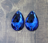 17x28mm  (1 pr) Capri Glass Teardrop Rhinestone - C145