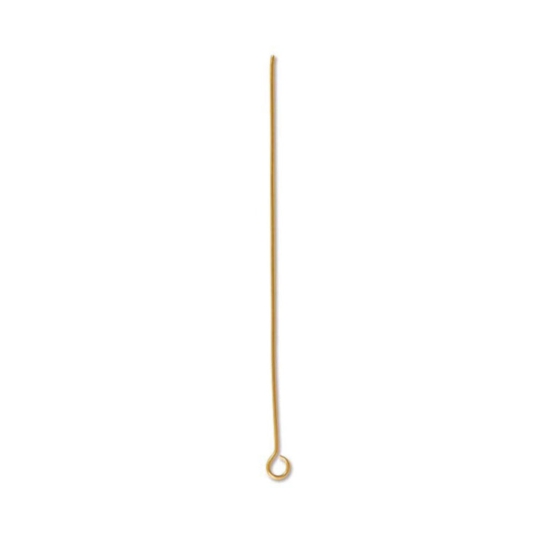 48 pcs - 2", 24 gauge Gold Plated eye pins ~ Eye Pin 2