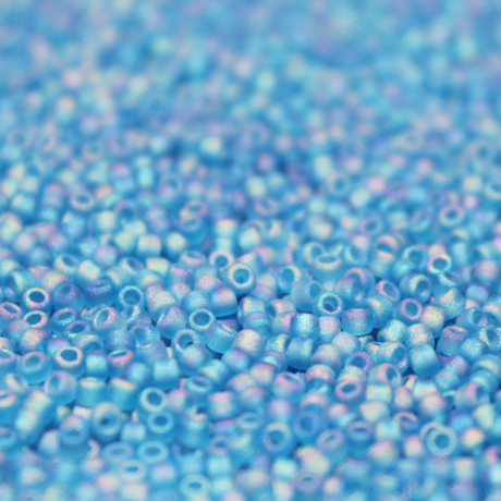 Frosted Ocean Blue Rainbow Sparkle ~ 11/0 JSB F261A Japanese Seed Beads