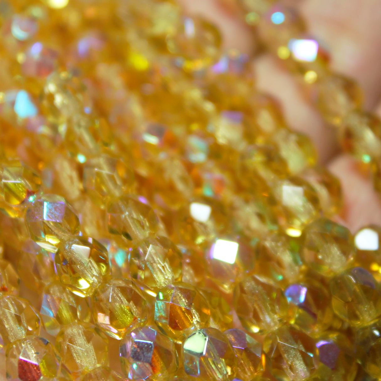 6mm Czech Fire Polished Round Transparent Lt. Topaz AB - F603