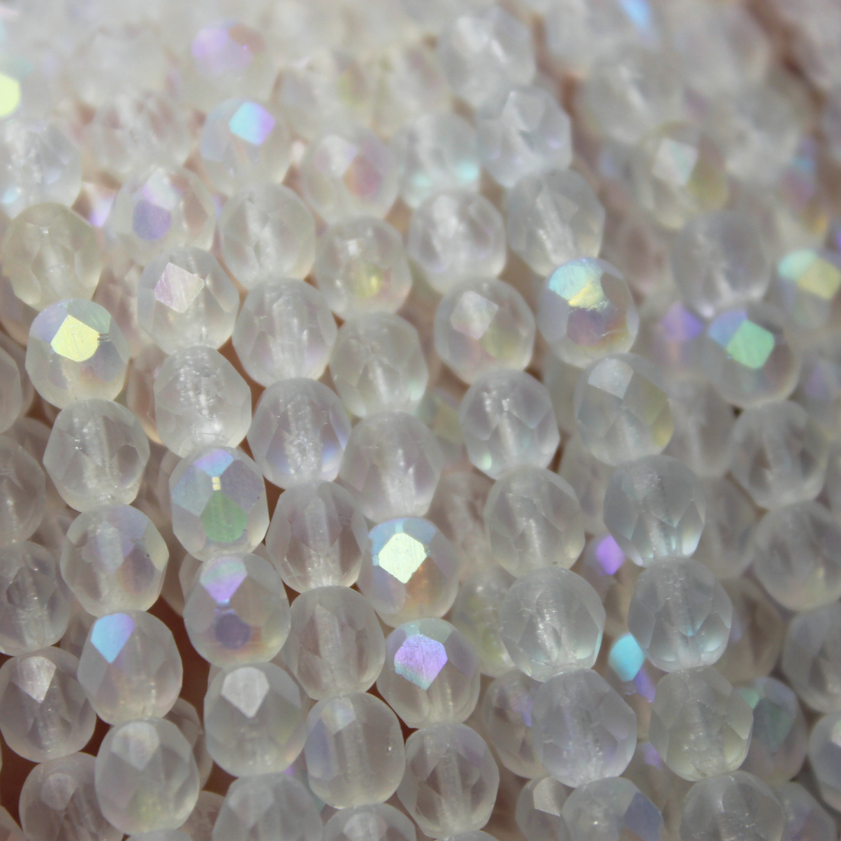 6mm Czech Fire Polished Round Matte - Crystal AB - F631