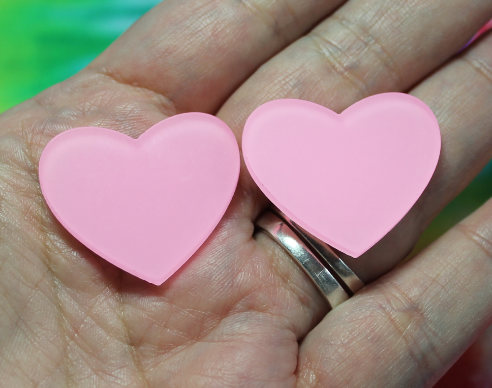 Baby Pink Frosted Heart Acrylic Slab - S47