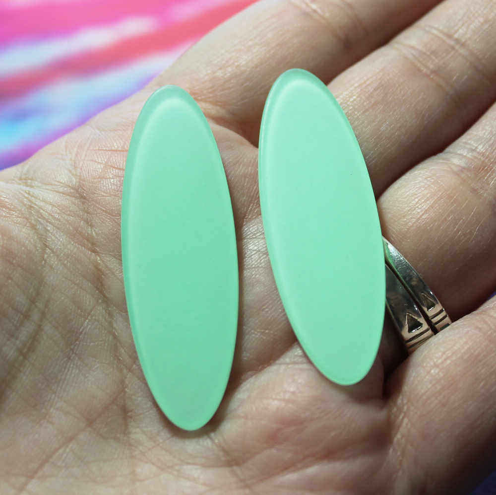 Seafoam Green Frosted Oval Acrylic Slab - S62