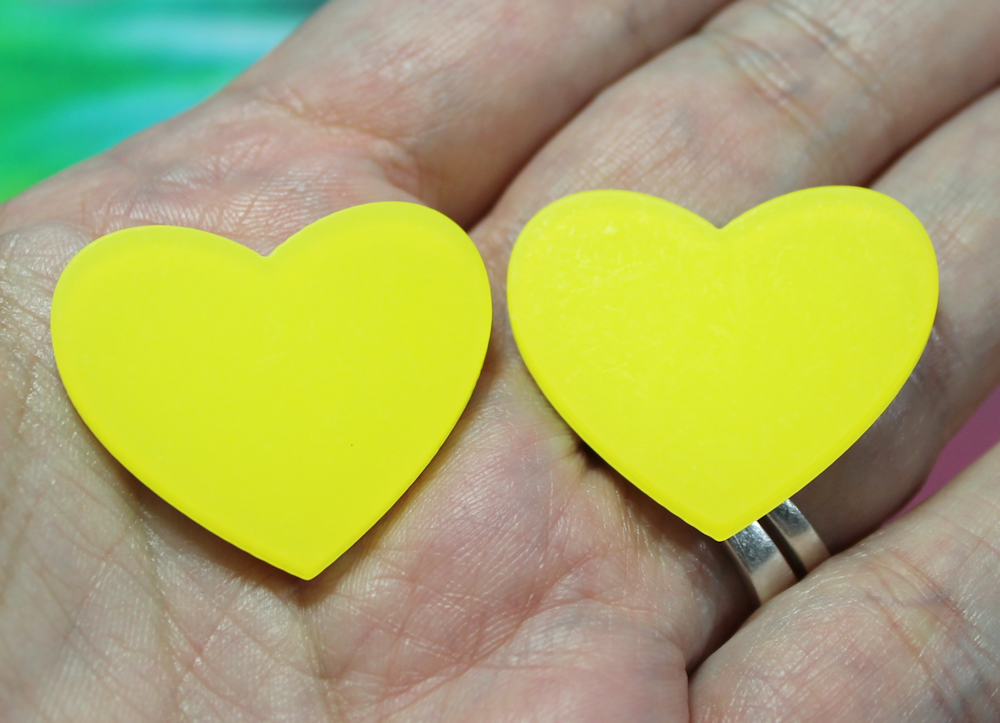 Lemon Yellow Frosted Heart Acrylic Slab - S51