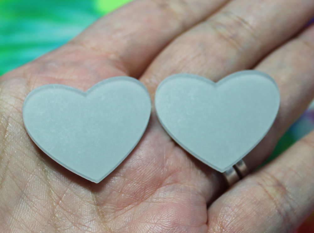 Soft Gray Frosted Heart Acrylic Slab - S53