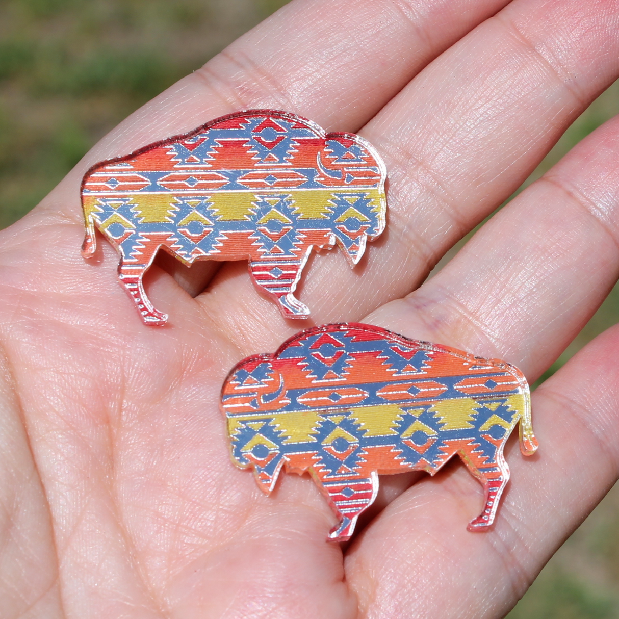 1x1.5" Fire Tatanka Acrylic Mirror - S33