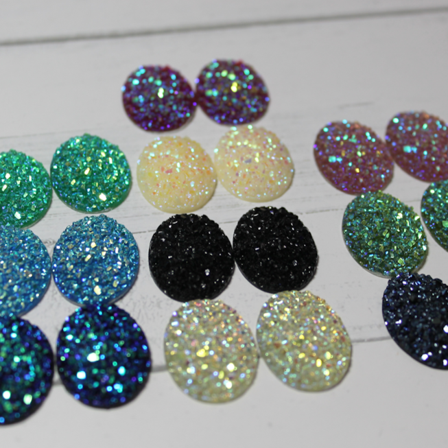 18x25 Oval Druzy Resin Cabochons - Gem Pack #2