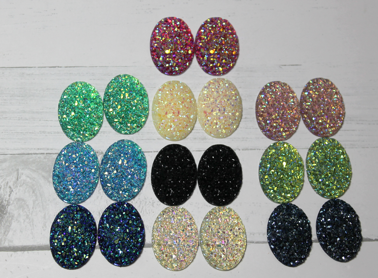 18x25 Oval Druzy Resin Cabochons - Gem Pack #2