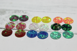 12mm Round Faux Opal Faceted Resin Cabochons - Gem Pack #3
