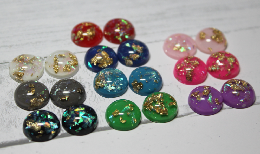 12mm Round Foiled Resin Cabochons - Gem Pack #4