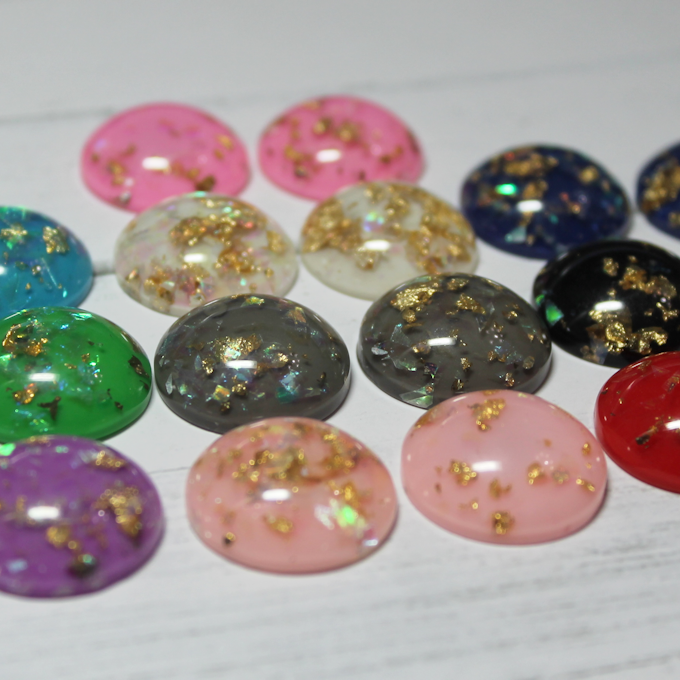 20mm Round Foiled Resin Cabochons - Gem Pack #5