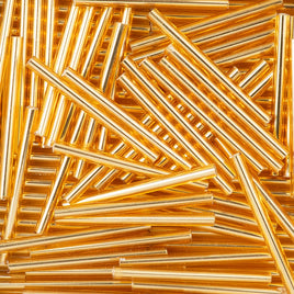 30mm Straight Bugles  - Silver Lined Gold - B04