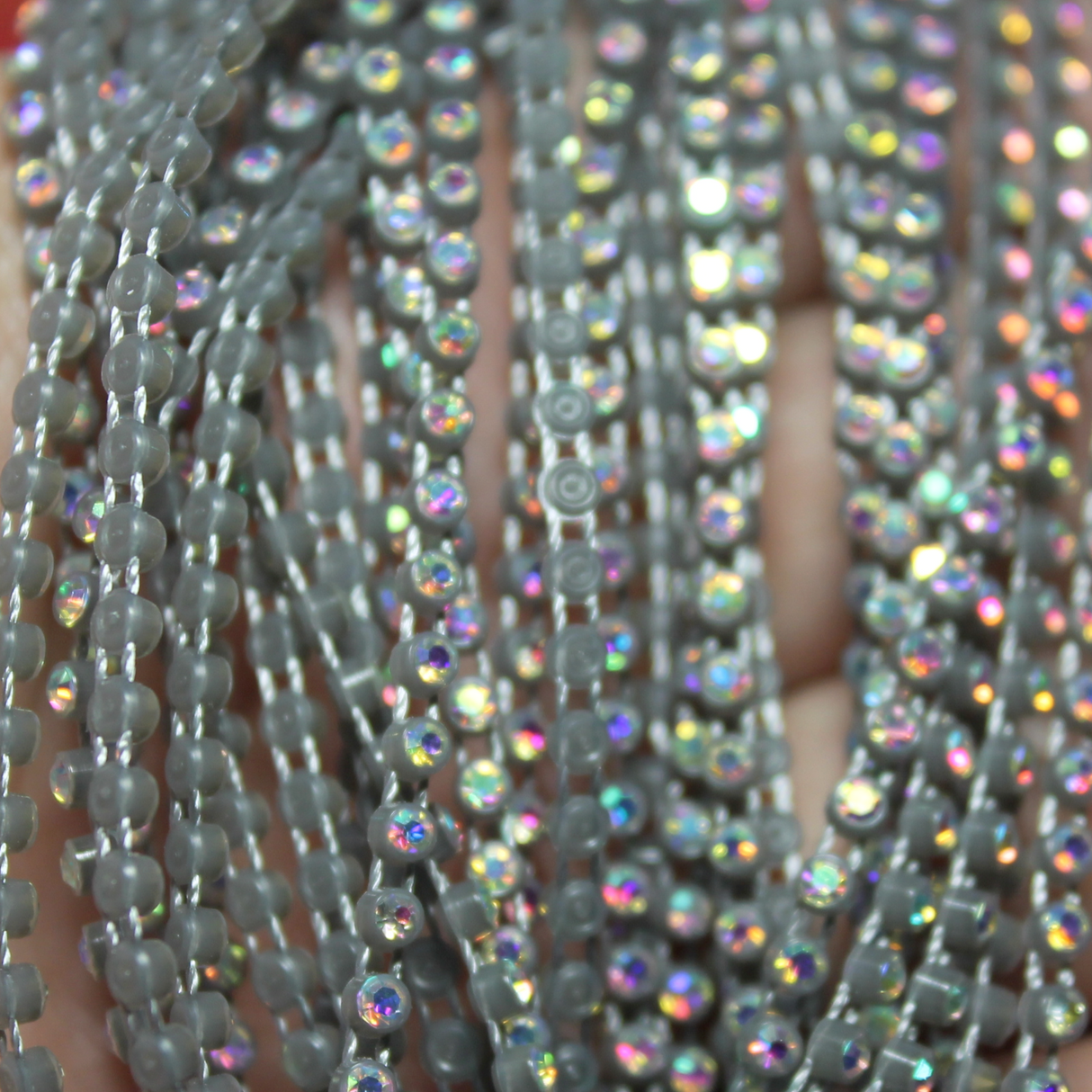 2 yards- SS6 Grey w/ Clear AB rhinestone banding - PB6K-2