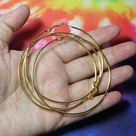 (2 pr) 70mm Gold Plated Hoop Earrings - Hoop 5
