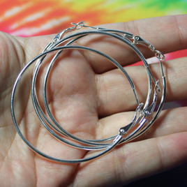(2 pr) 50mm Silver Plated Hoop Earrings - Hoop 8