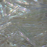 30mm Twisted Bugles  - Transparent Crystal Rainbow Iris - T30W