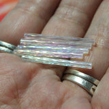 30mm Twisted Bugles  - Transparent Crystal Rainbow Iris - T30W