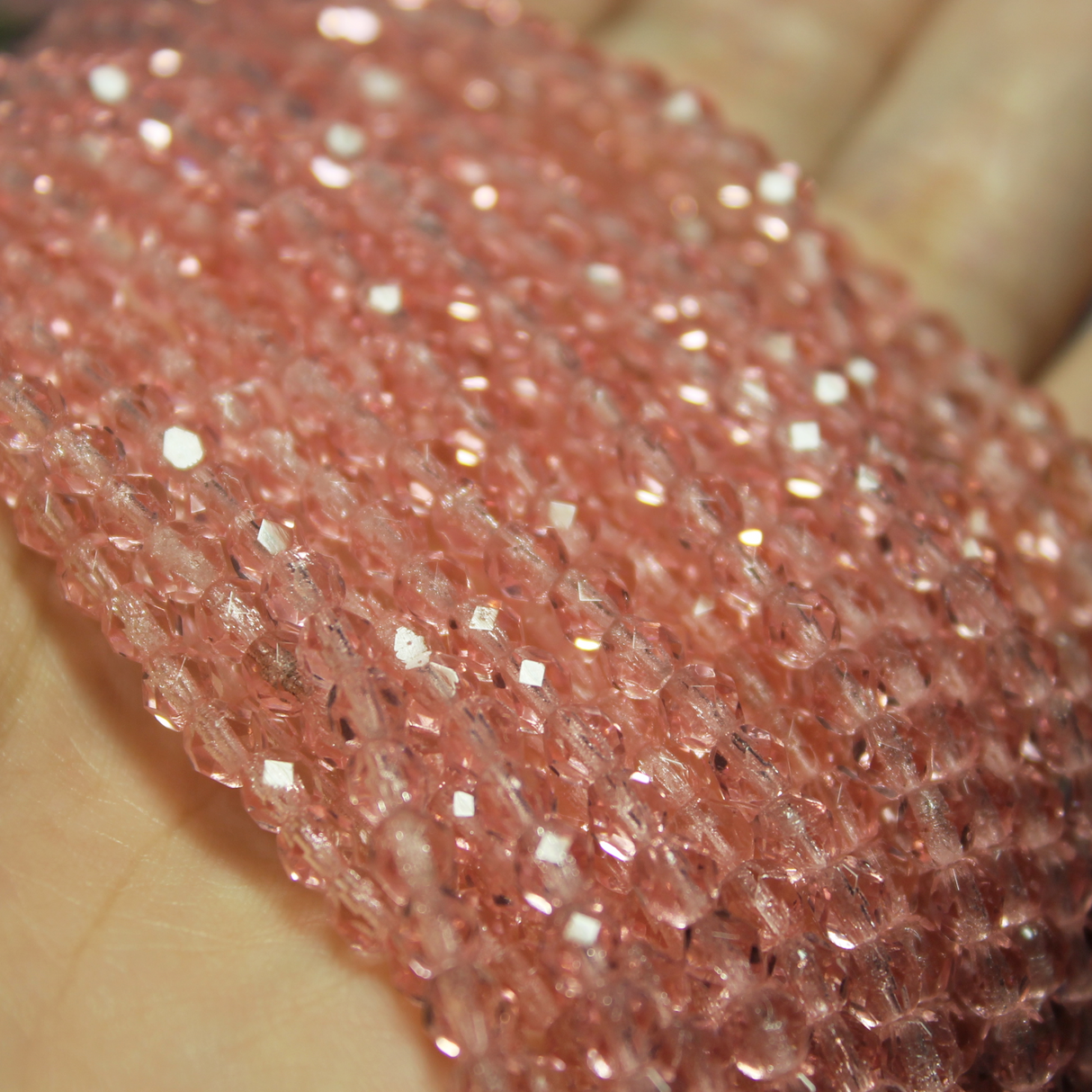 4mm Czech Fire Polished Round Transparent Pink  - F410