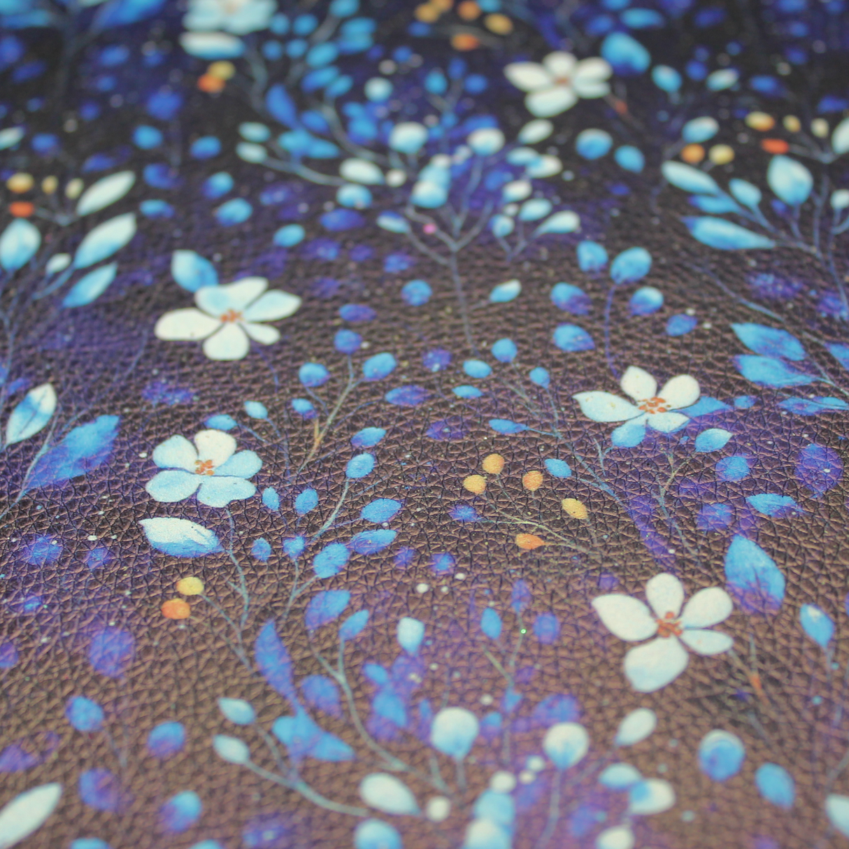 Faux Leather Sheet -  Indigo Moon Flower - 131