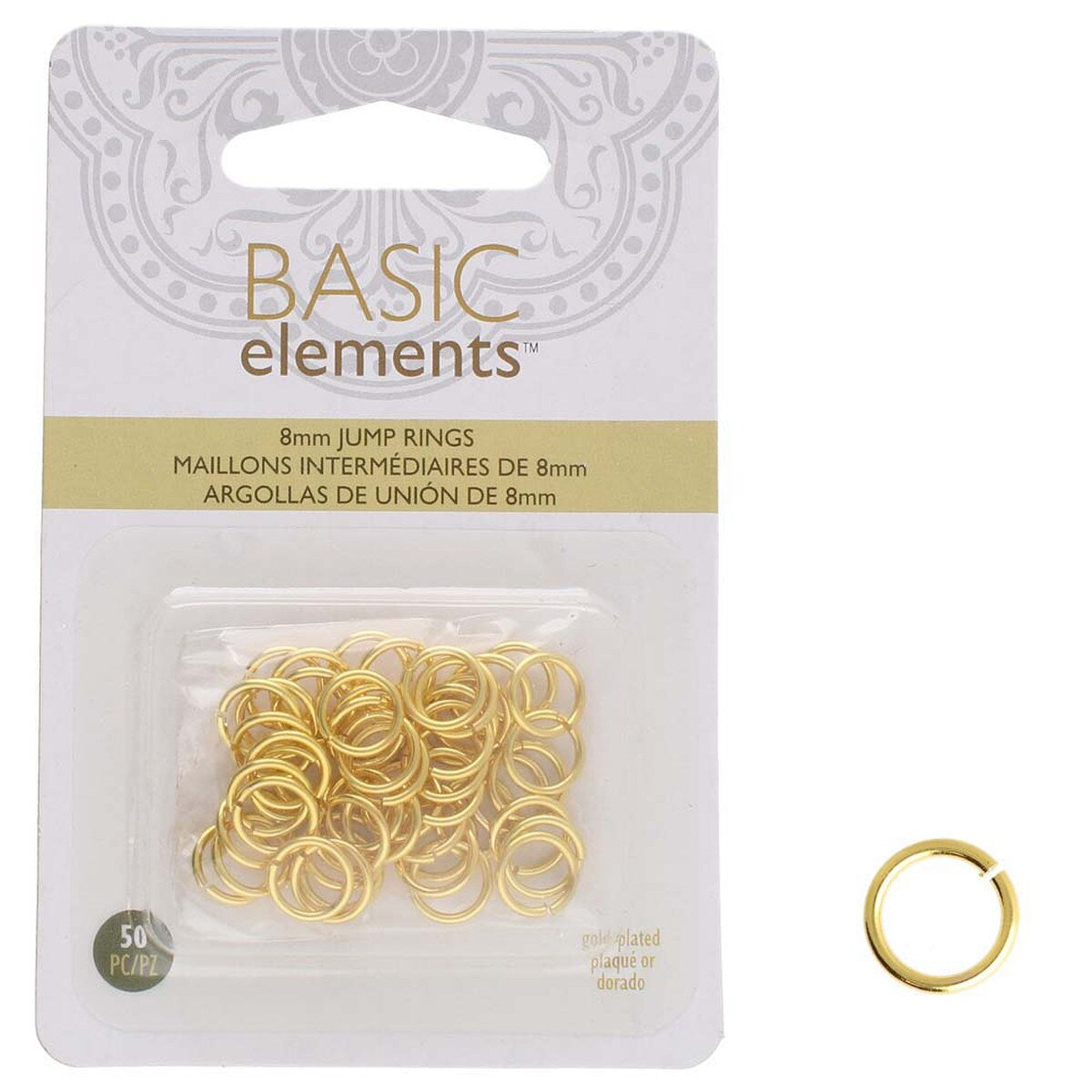 50pcs Gold Plated Jump Rings - 8mm ~ JR4