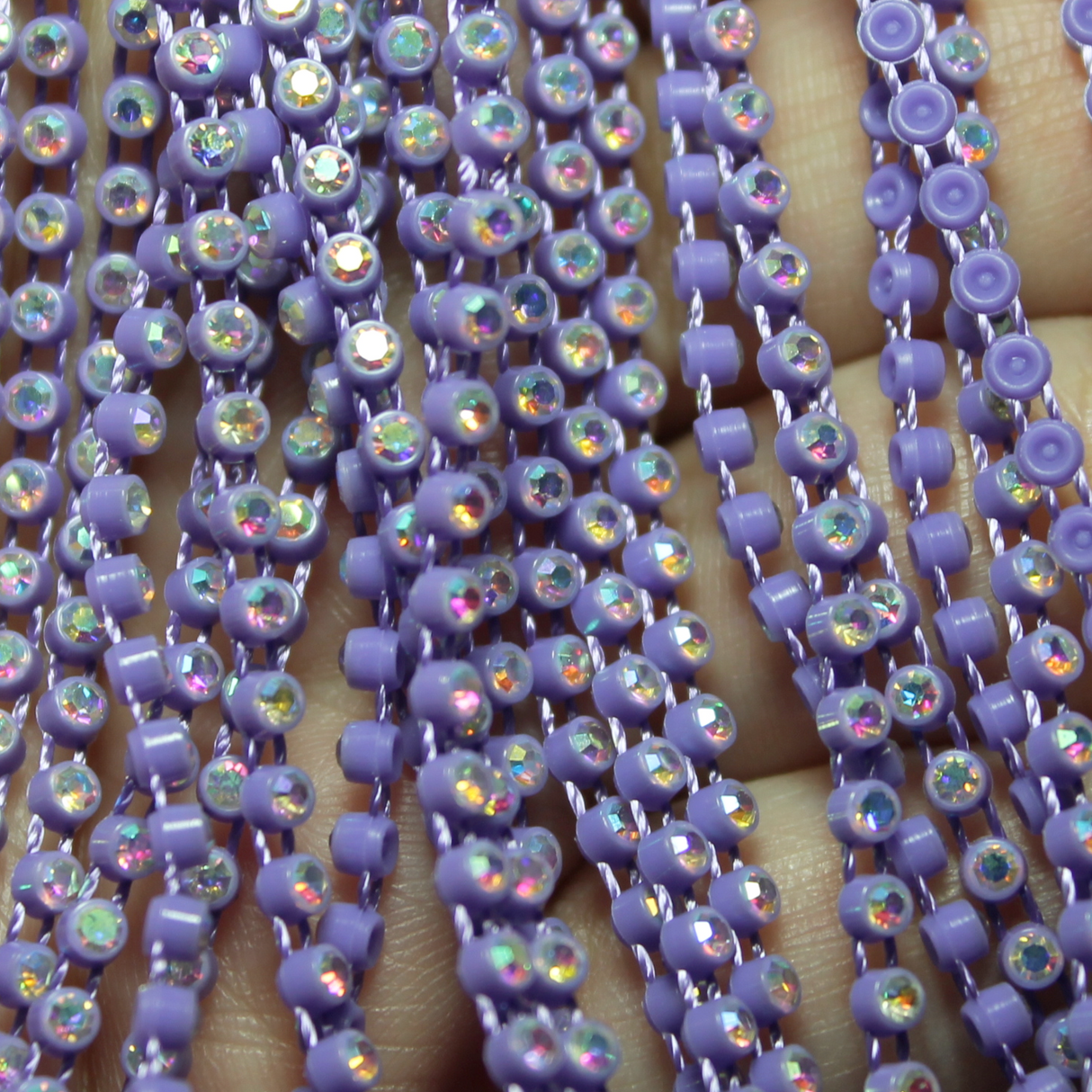 2 yards - SS6 Lavender w/ Clear AB rhinestone banding - PB6L-2