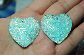 Aqua Blue Druzy Heart Resin sew on Gems - M10