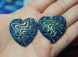Dark Royal Blue Druzy Heart Resin sew on Gems - A32