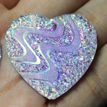 Lavender Druzy Heart Resin sew on Gems - A33