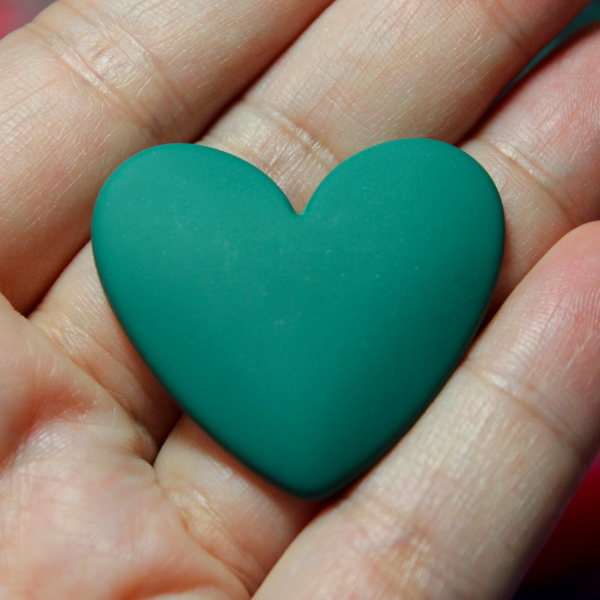 37mm Matte Heart Resin Cabochon Forrest Green - P100
