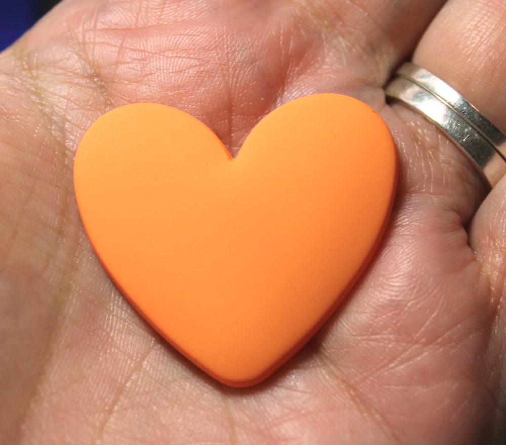 37mm Matte Heart Resin Cabochon Orange Mango - P68