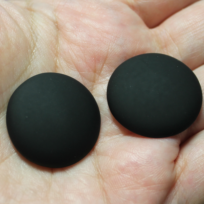 24mm Matte Round Resin Cabochon Black  - P70