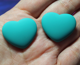 23x27 mm Matte Heart Resin Cabochon Teal - P85
