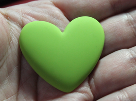 37mm Matte Heart Resin Cabochon Chartreuse - P92