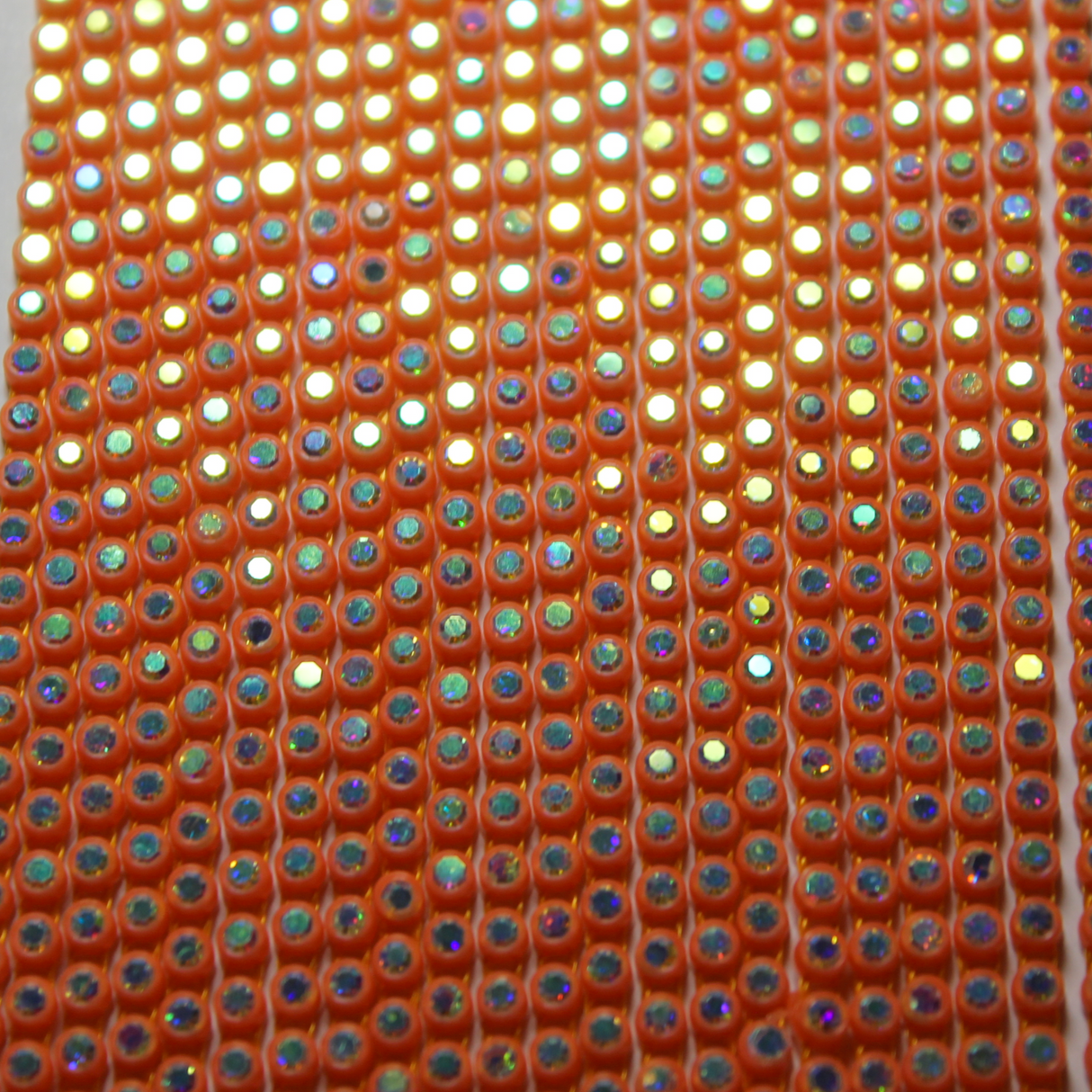 10 yrd - SS8 Orange w/ Clear AB rhinestone banding - PB8E-10